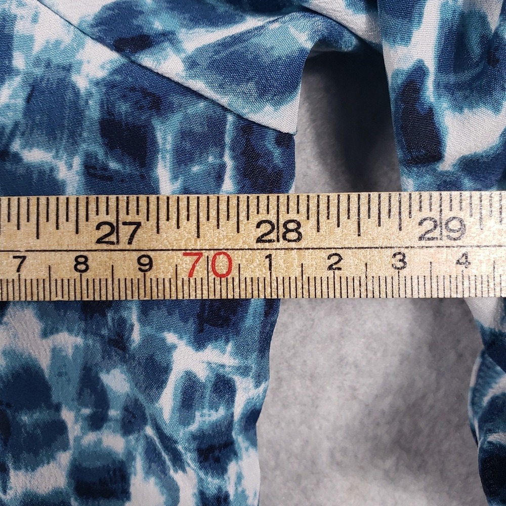 Laura Scott Woman Plus Size 2X Animal Print Blouse V-Neck Roll Tab Sleeve Teal - Picture 7 of 11